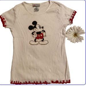 Early 2000s Disney Mickey Mouse White and Red Girl’s T-Shirt